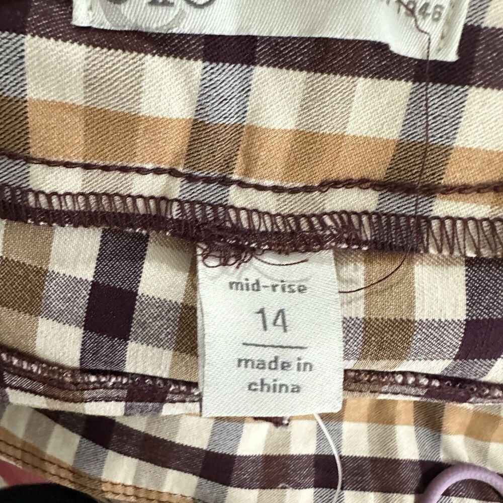 Cato Mid Rise Flare Pull On Pants Womens 14 Gingham Plaid Stretch Pockets NEW* - Picture 13 of 16